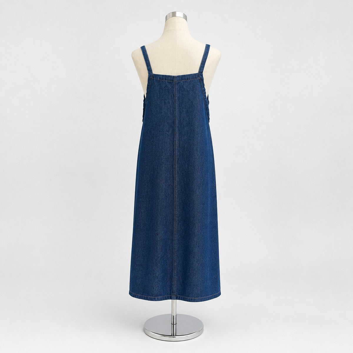 Dress/Aラインデニムキャミワンピース ST/No.22003 ネイビー 実物撮影 背面
