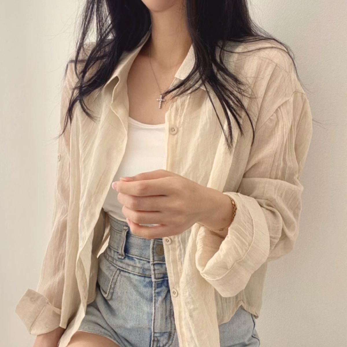 Shirts/アースカラーロールアップシャツ ST/No.22023