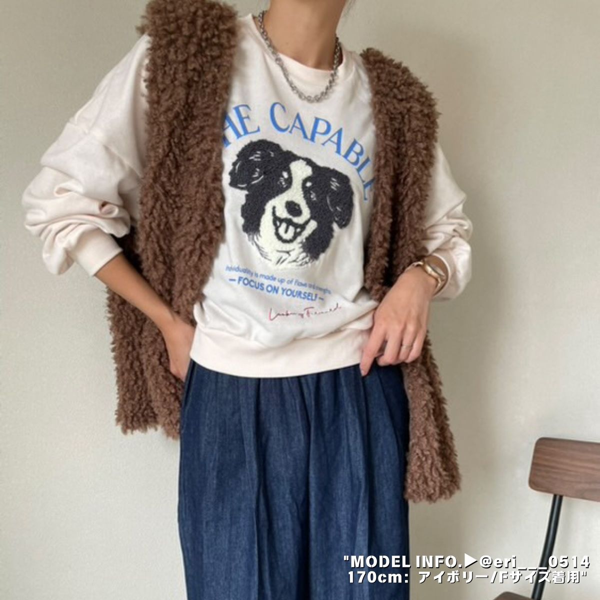 Tops/サガラ刺繍裏毛トレーナー ST/No.22043