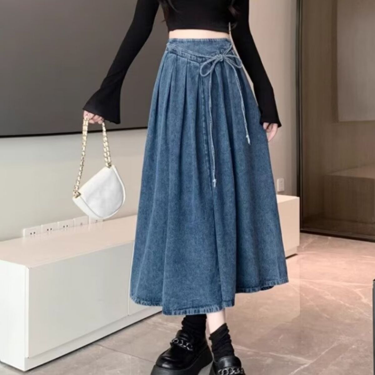Skirt/フレアデニムロングスカート ST/No.22055