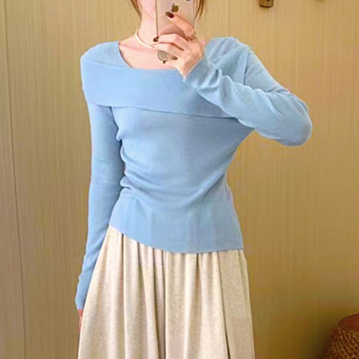 Knit/ケープカラーオフショルトップス ST/No.22057