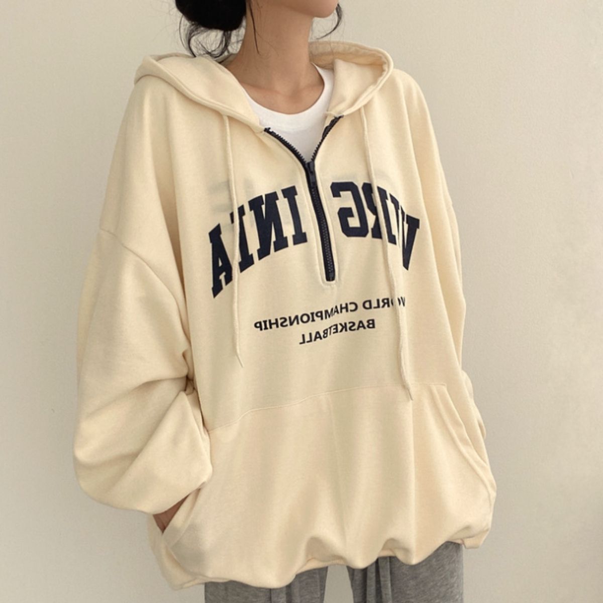 Parka/ハーフジップロゴフードパーカー ST/No.22067
