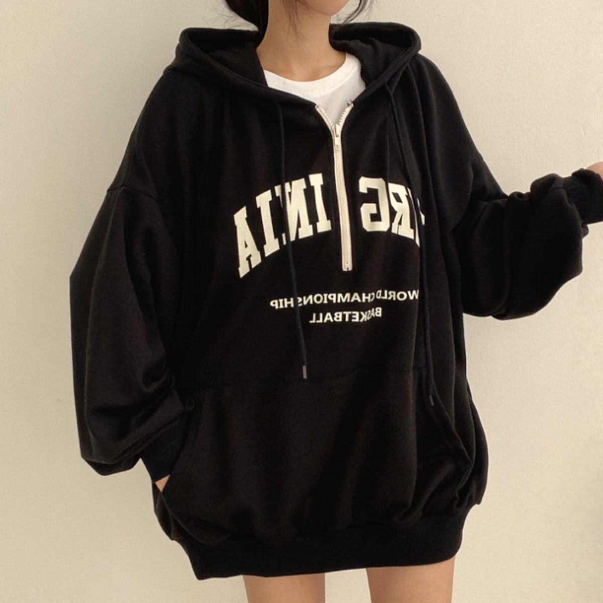 Parka/ハーフジップロゴフードパーカー ST/No.22067