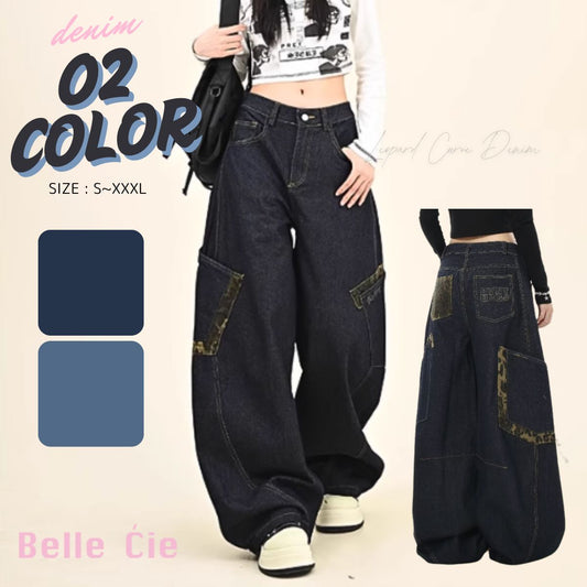 Pants/レオパード配色デニムカーブパンツ ST/No.22092