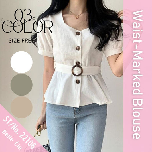 Blouse/ウエストマークレトロブラウス ST/No.22106