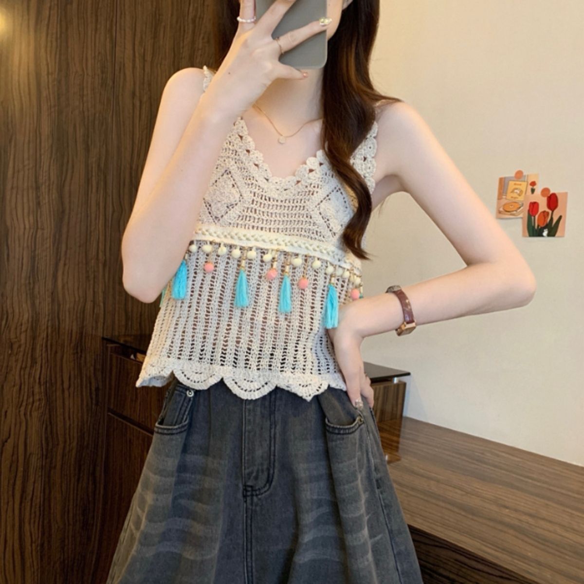 Tops/タッセルモチーフクロシェ ST/No.22115