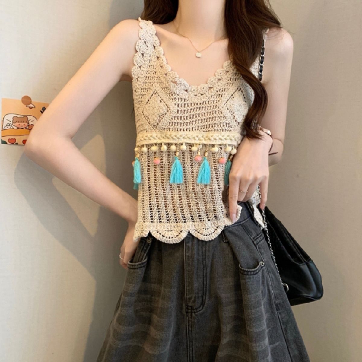 Tops/タッセルモチーフクロシェ ST/No.22115