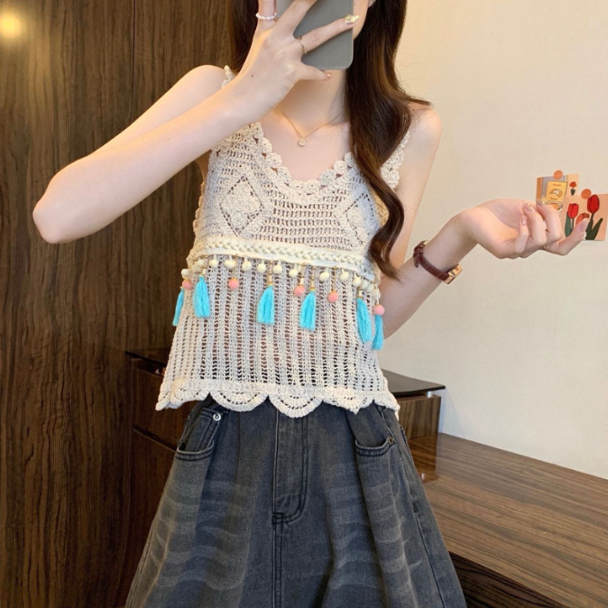 Tops/タッセルモチーフクロシェ ST/No.22115