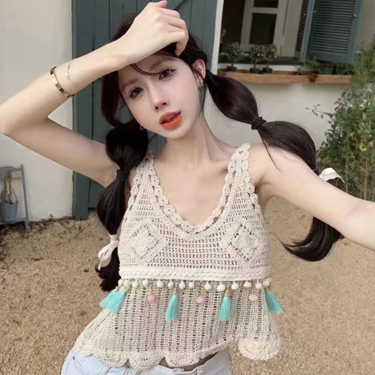 Tops/タッセルモチーフクロシェ ST/No.22115