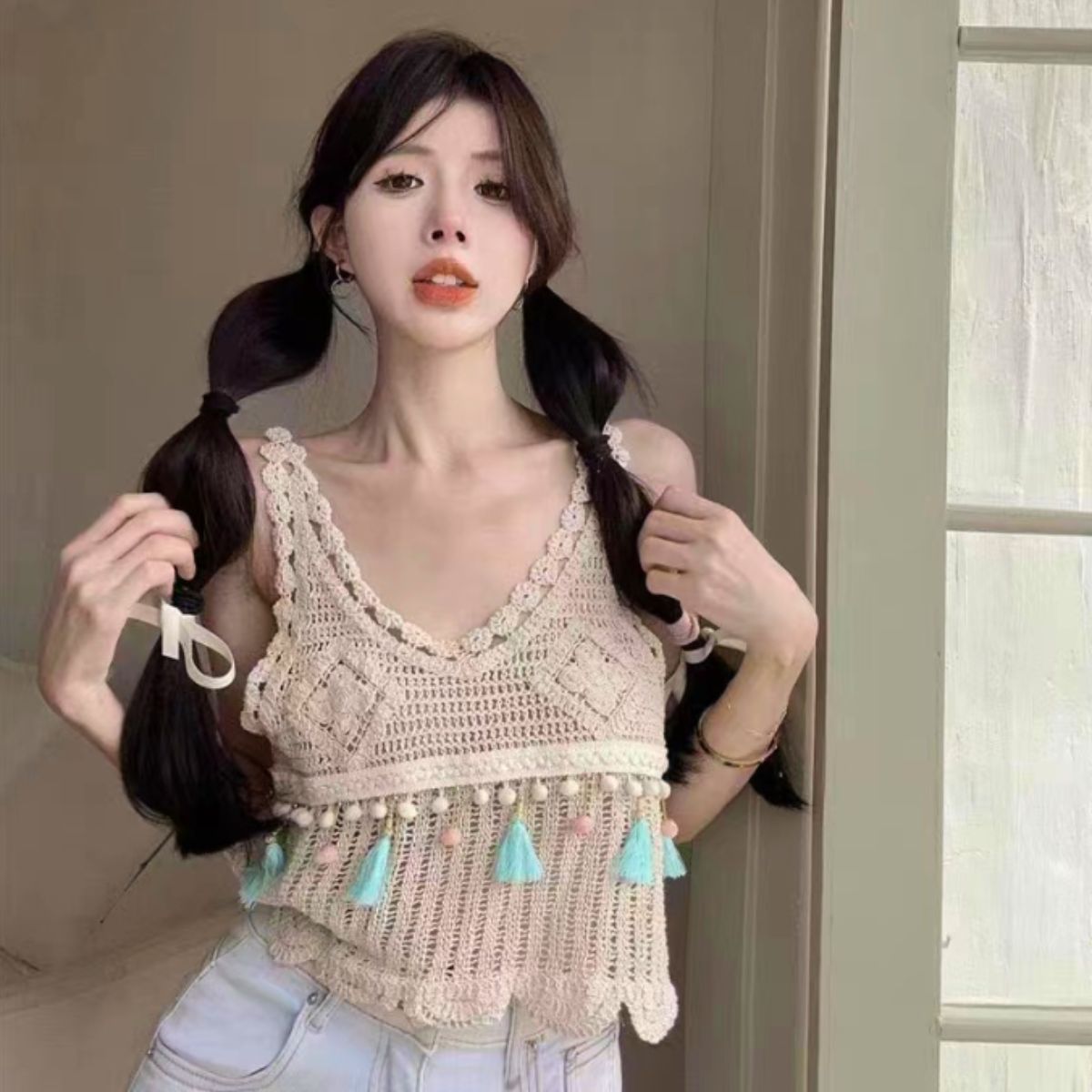 Tops/タッセルモチーフクロシェ ST/No.22115