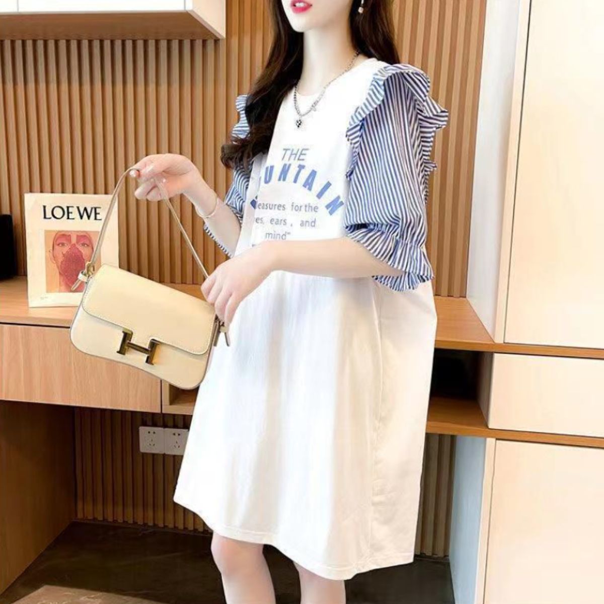 Dress/異素材袖フリルミニワンピース ST/No.22132
