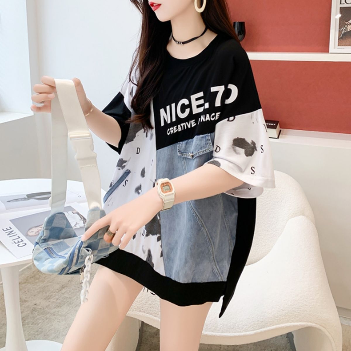 T-Shirts/デニム切り替えデザインTシャツ ST/No.22149