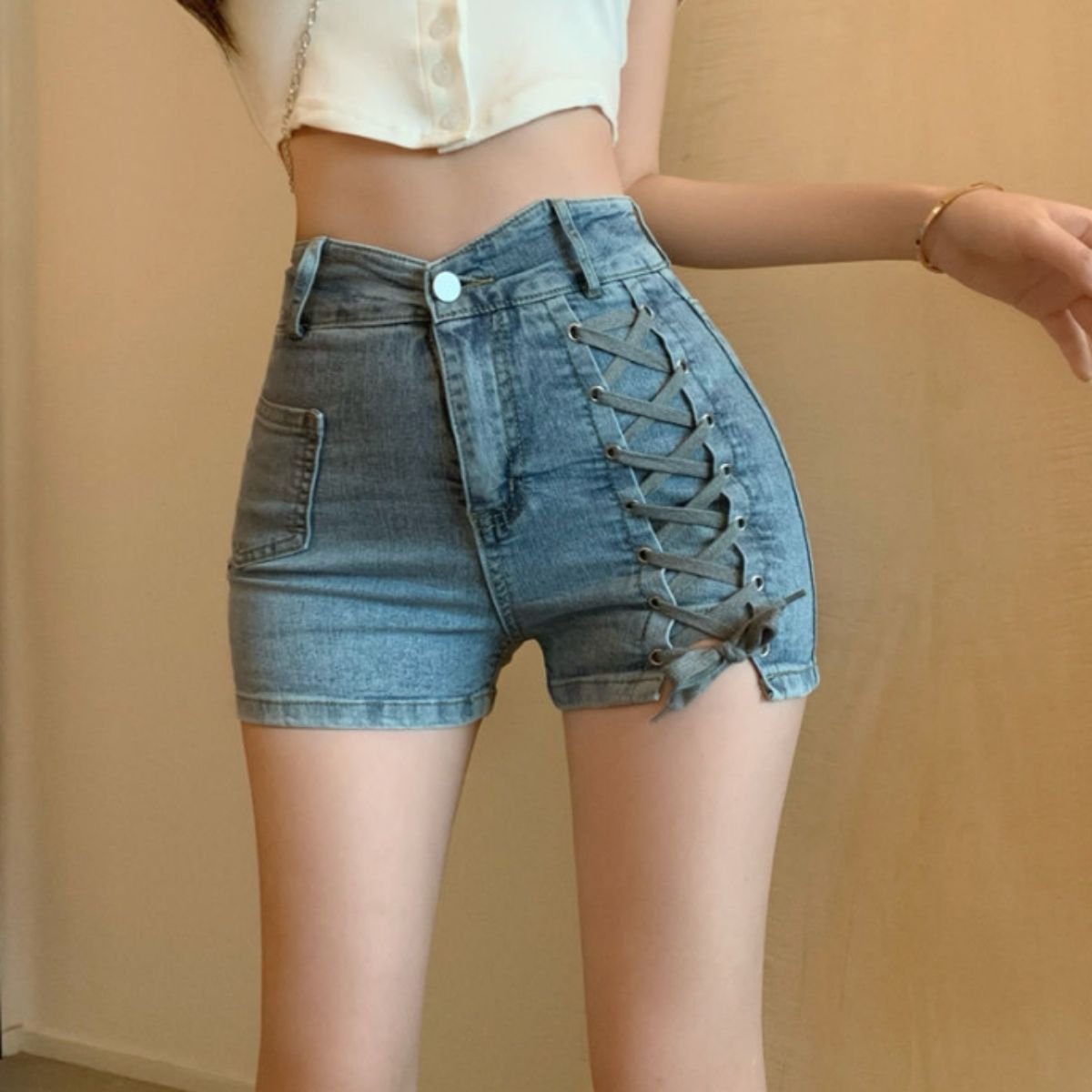 Pants/編み上げデザインショートパンツ ST/No.22152