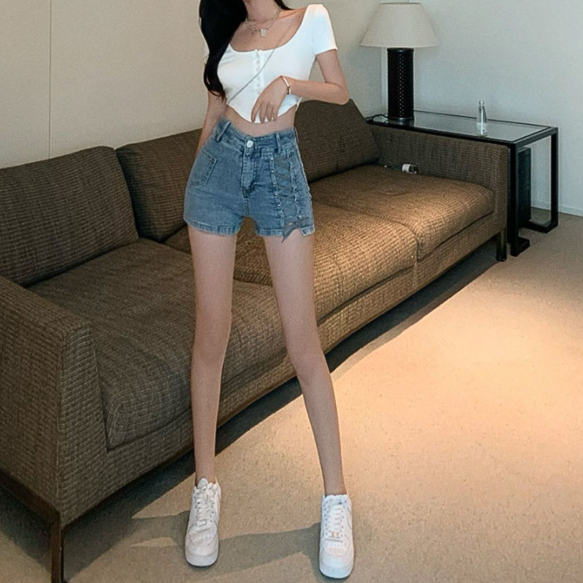 Pants/編み上げデザインショートパンツ ST/No.22152