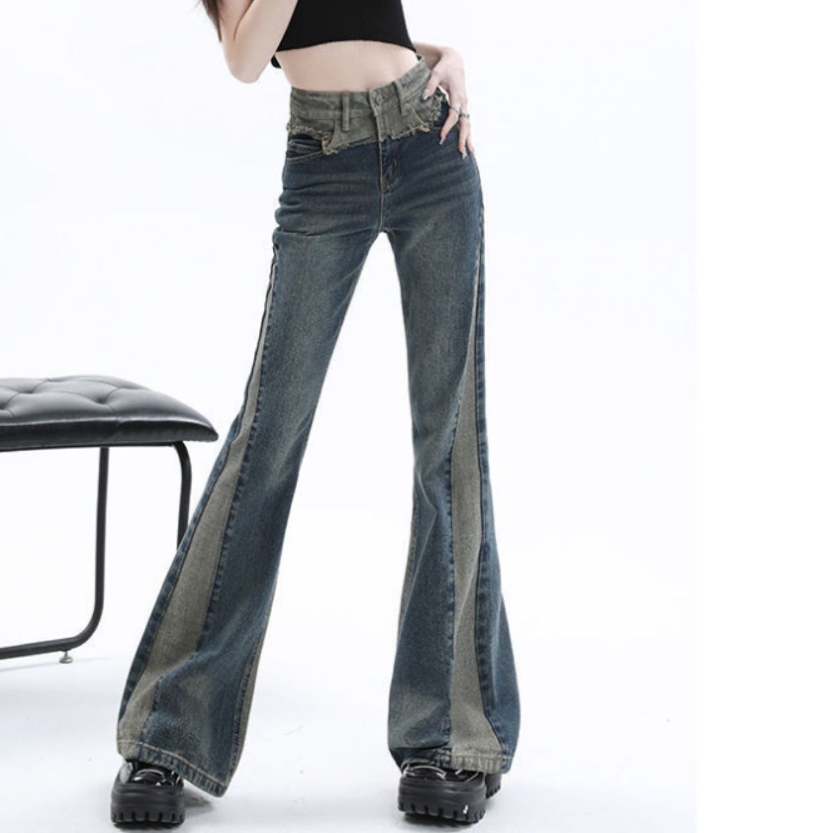 Pants/ウエスト切替フレアデニム ST/No.22157