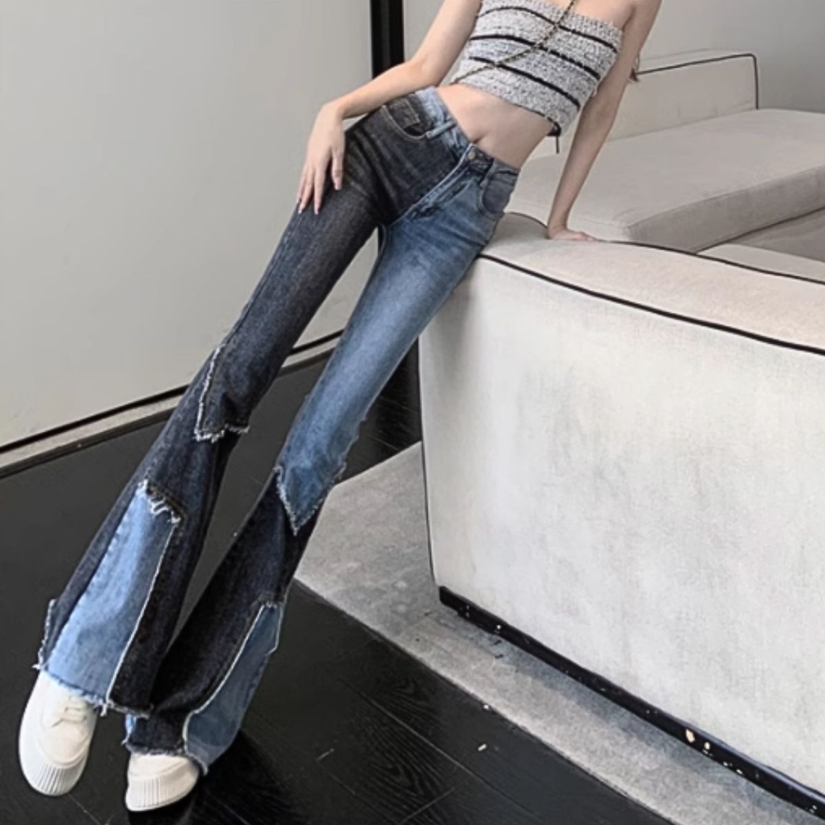 Pants/パネル切替フレアデニム ST/No.22158