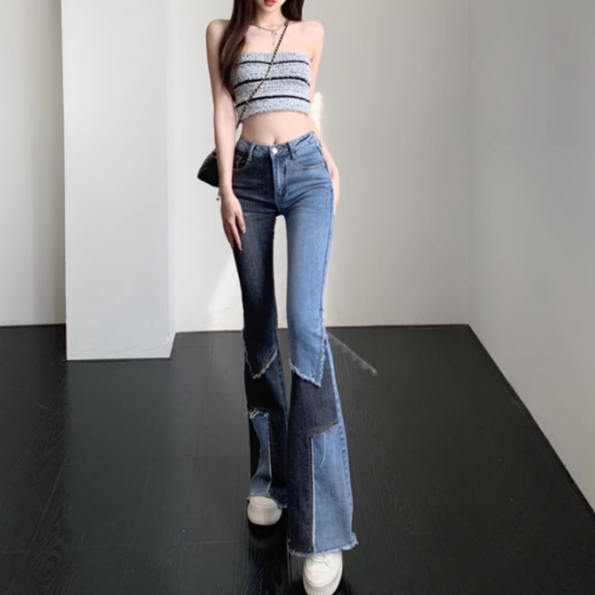 Pants/パネル切替フレアデニム ST/No.22158