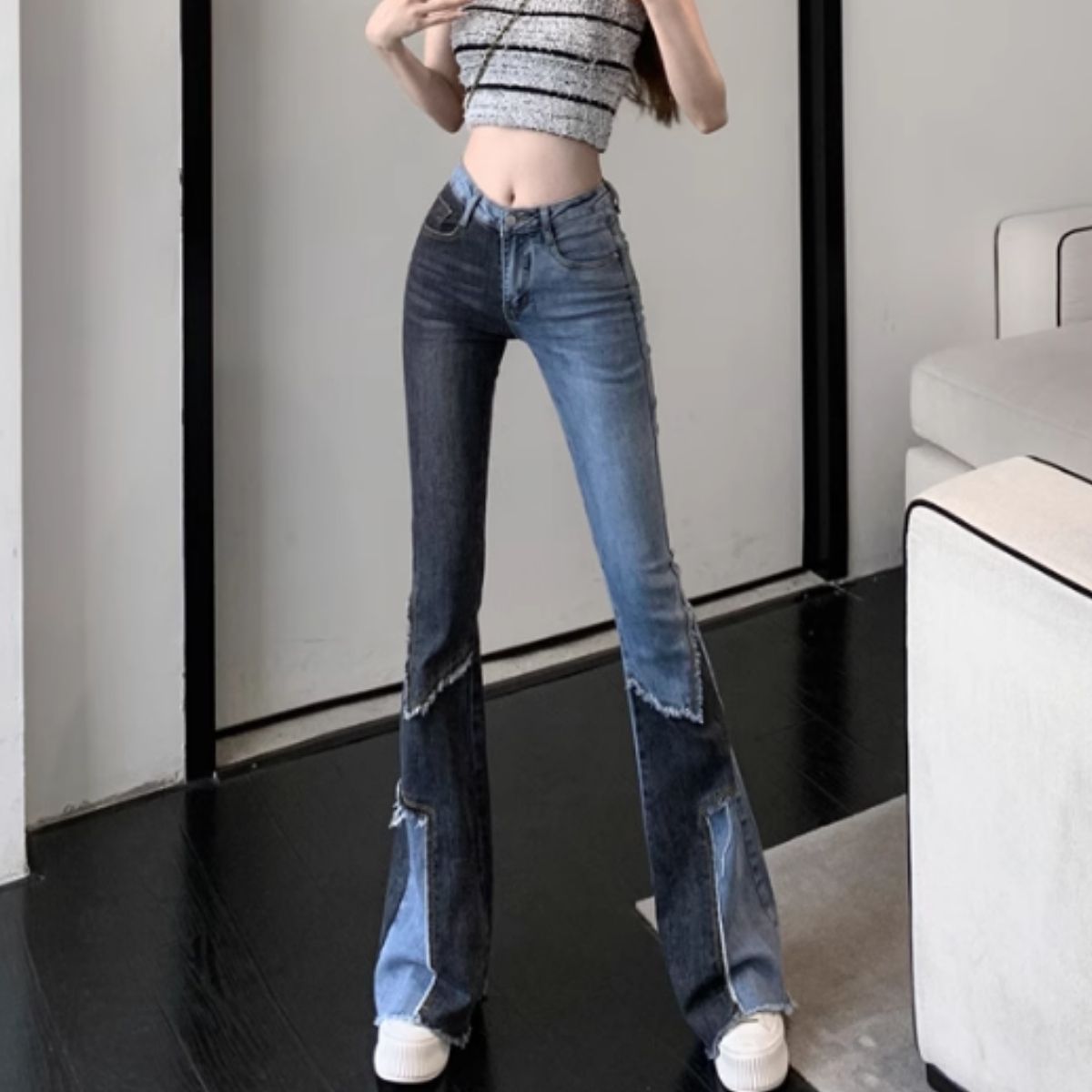 Pants/パネル切替フレアデニム ST/No.22158