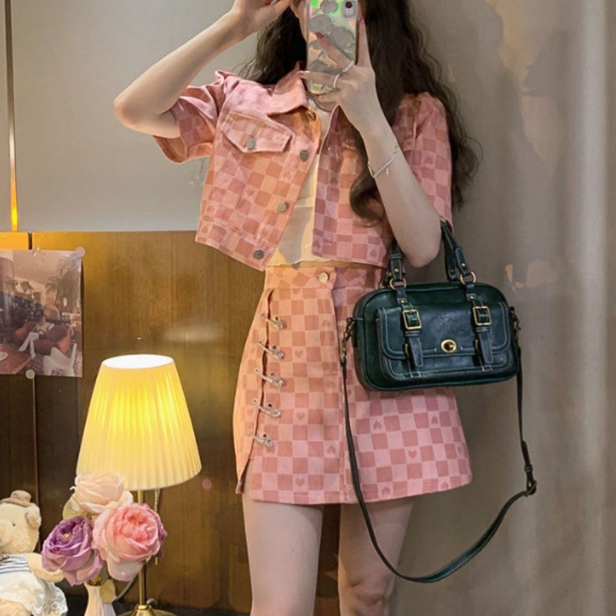 SetUp/チェック柄クロップドセットアップ ST/No.22164