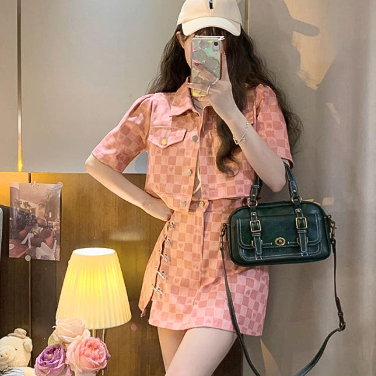 SetUp/チェック柄クロップドセットアップ ST/No.22164