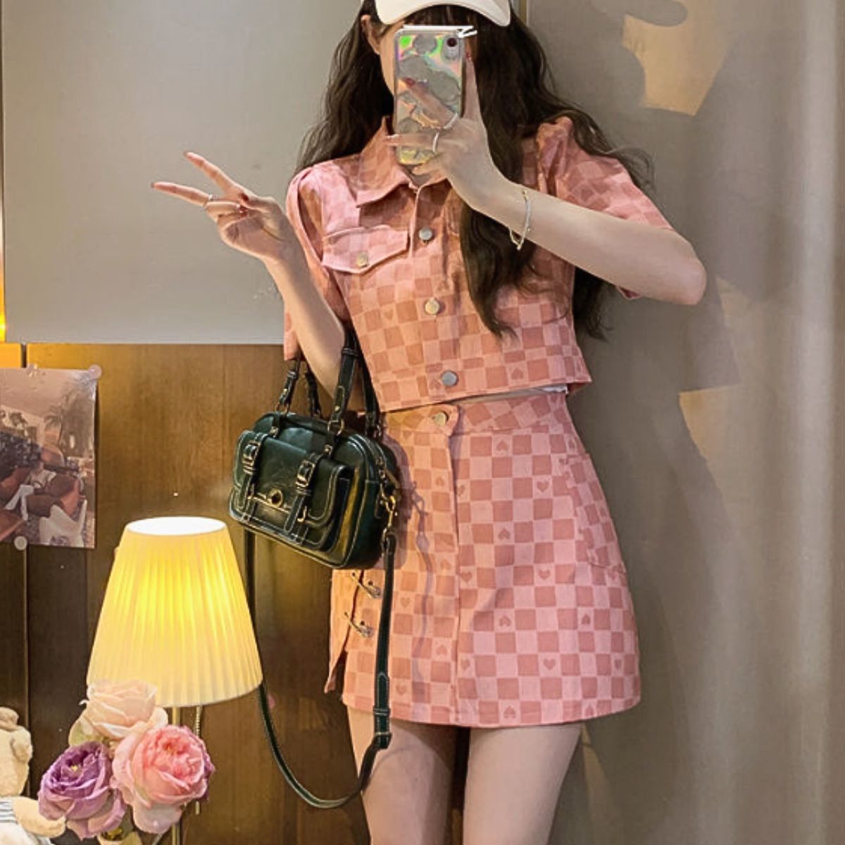 SetUp/チェック柄クロップドセットアップ ST/No.22164