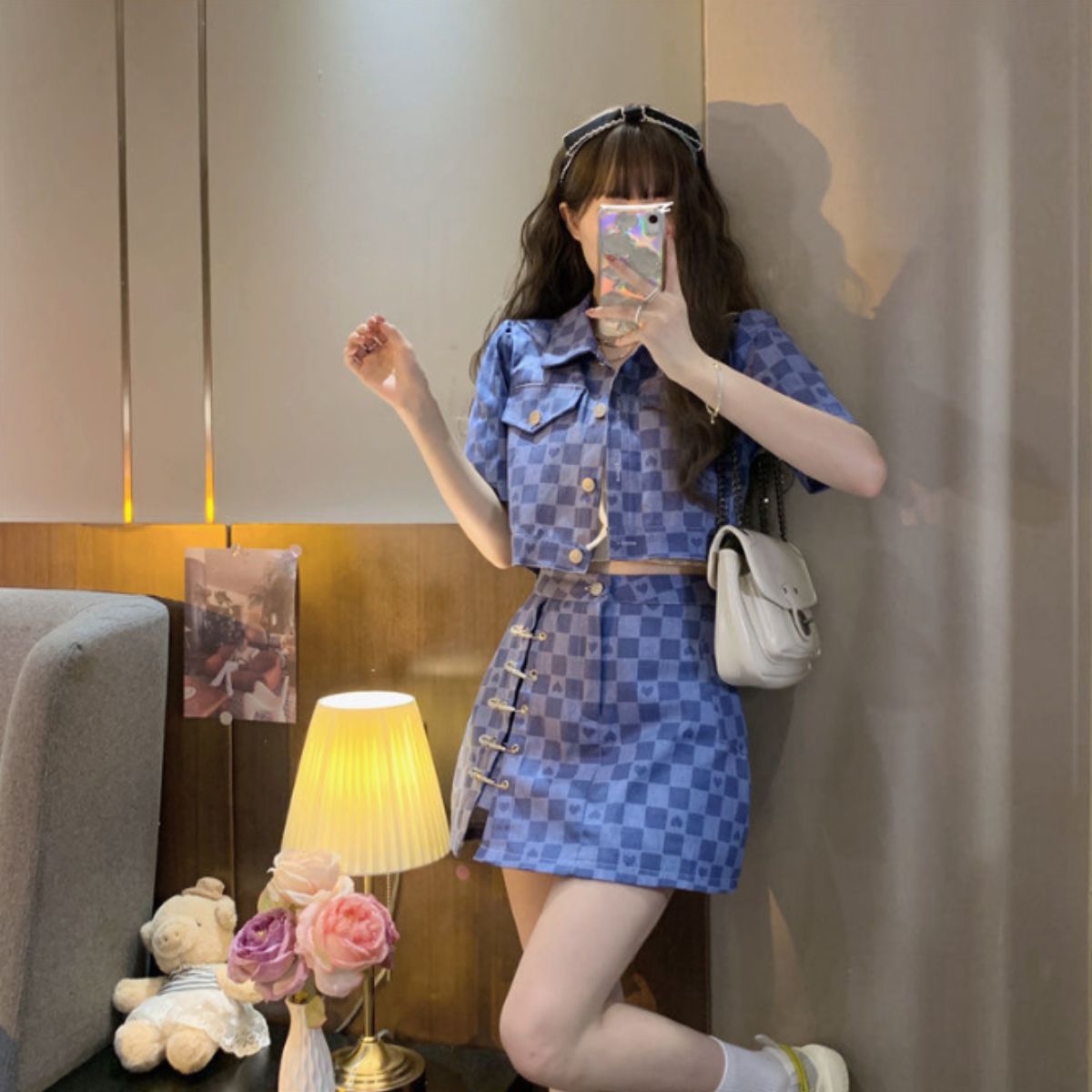 SetUp/チェック柄クロップドセットアップ ST/No.22164