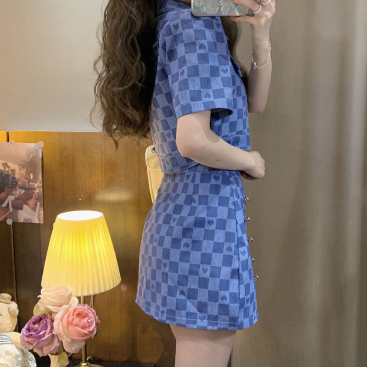 SetUp/チェック柄クロップドセットアップ ST/No.22164