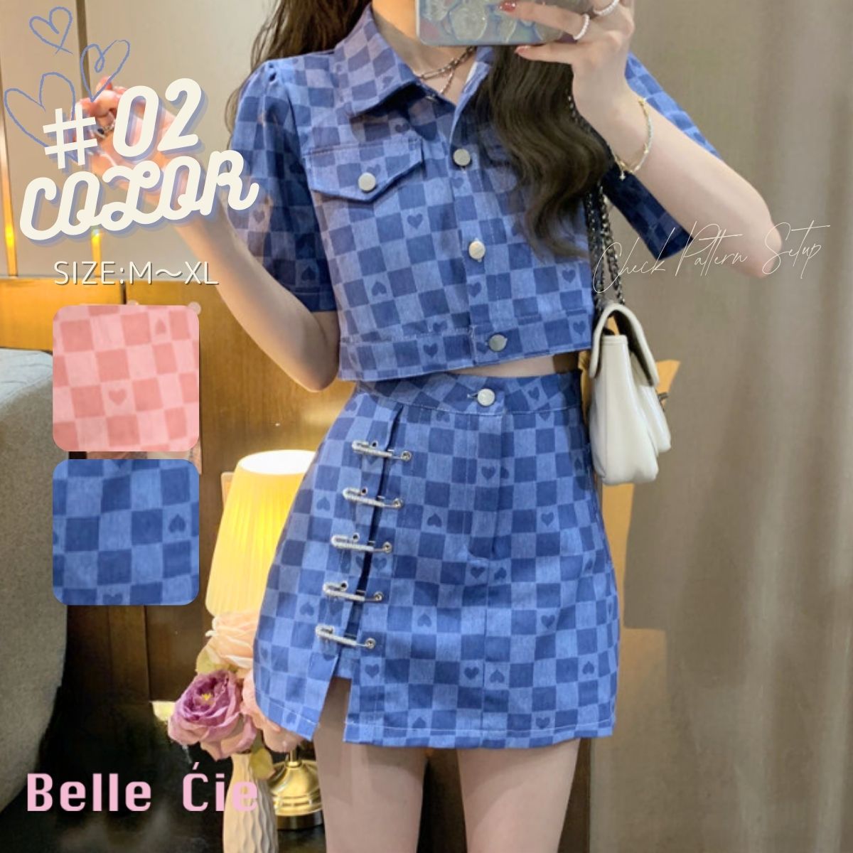 SetUp/チェック柄クロップドセットアップ ST/No.22164