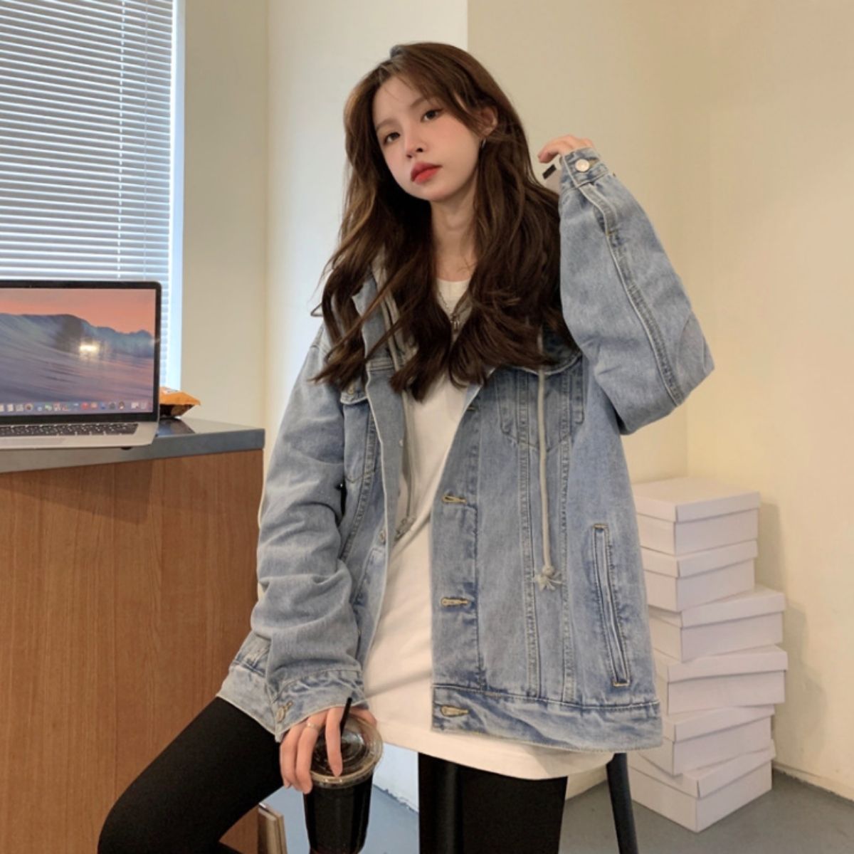 Jacket/フード付きデニムジャケット ST/No.22196