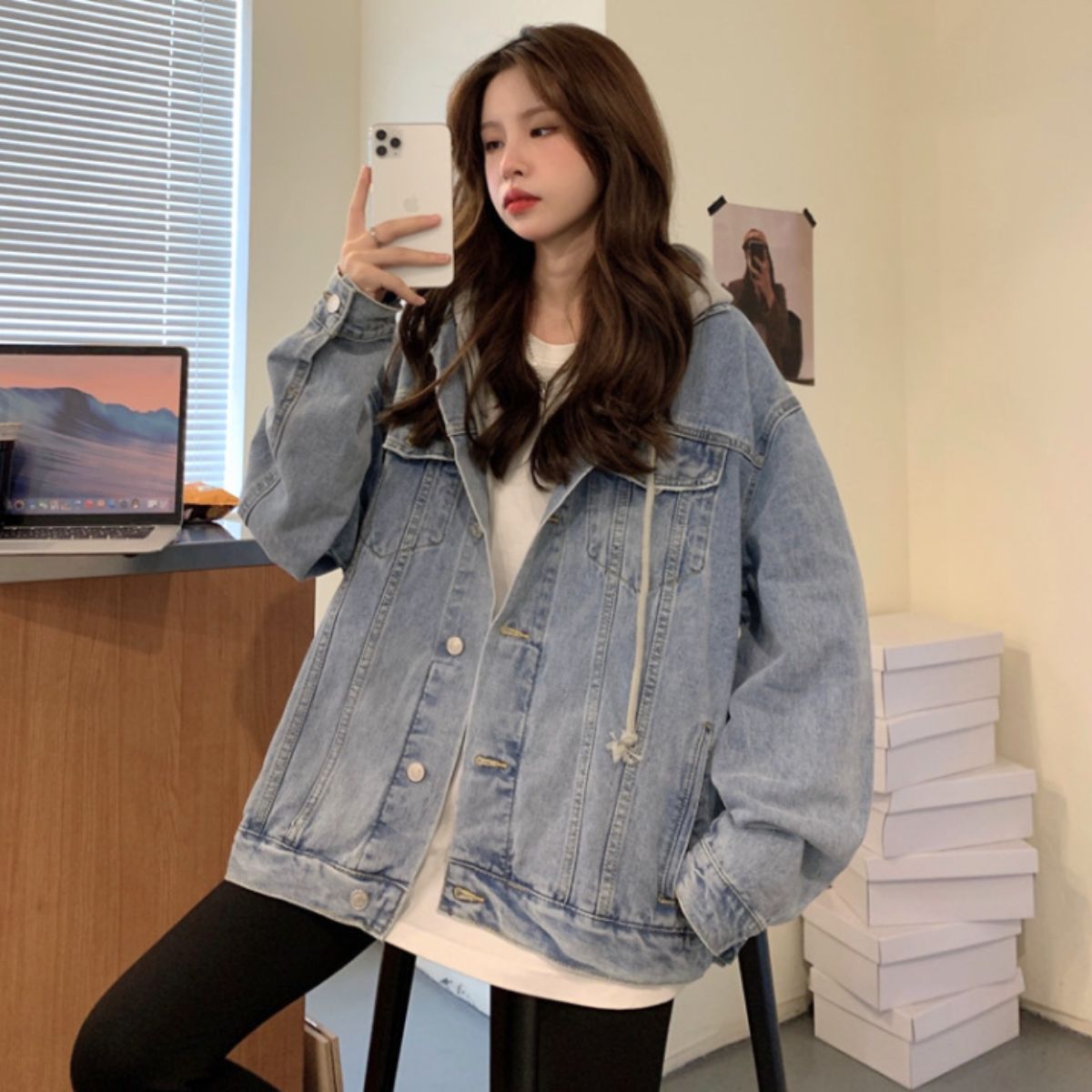 Jacket/フード付きデニムジャケット ST/No.22196