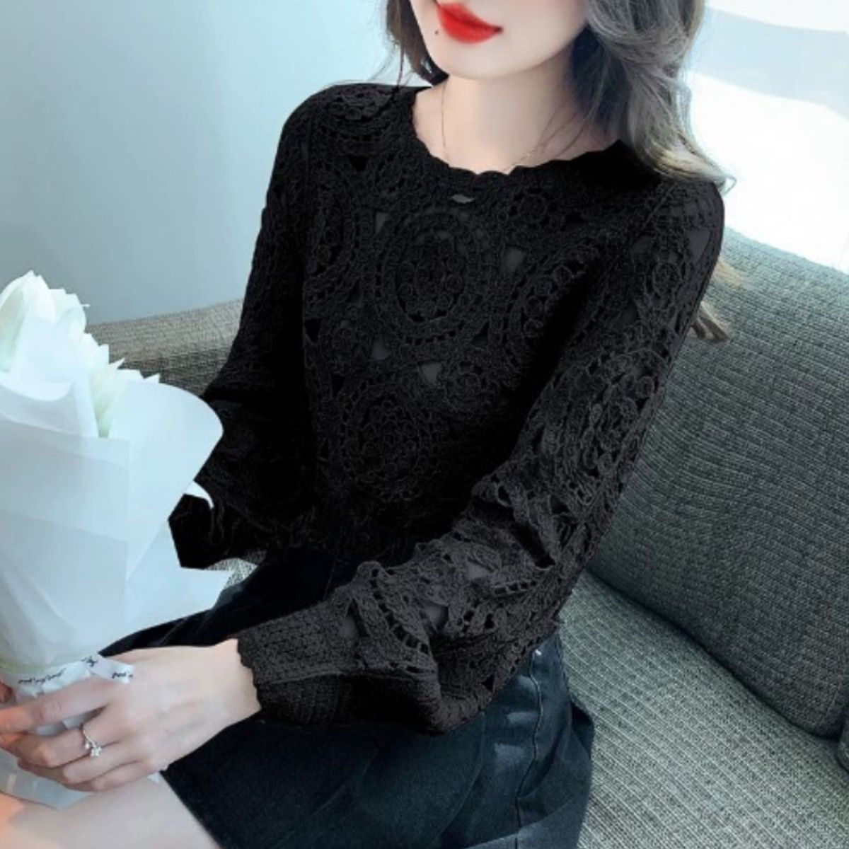 Knit/クロシェ編みレーストップス ST/No.22205