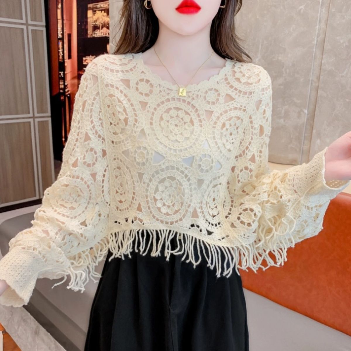 Knit/クロシェ編みレーストップス ST/No.22205