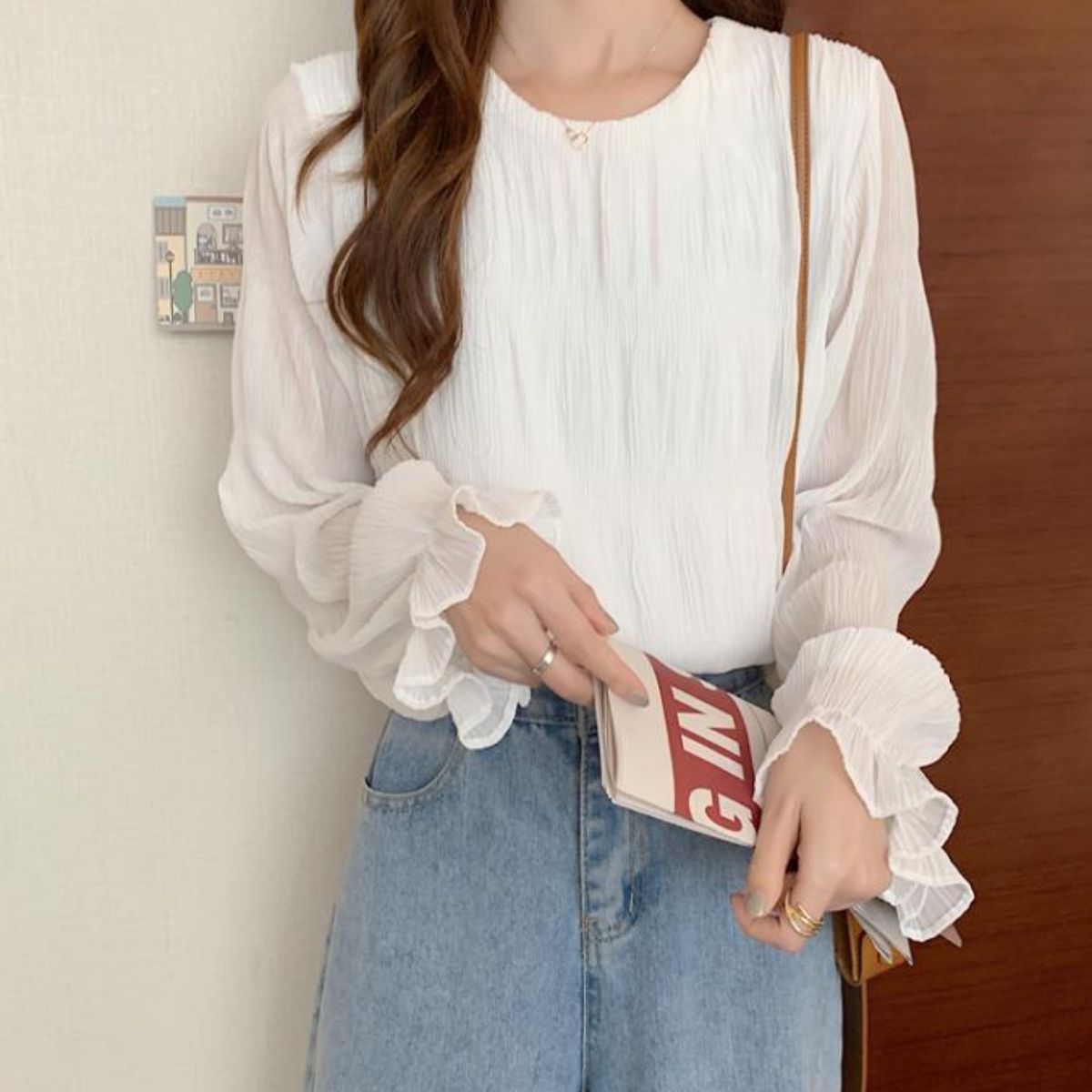 Blouse/シフォン長袖シアーブラウス ST/No.22206