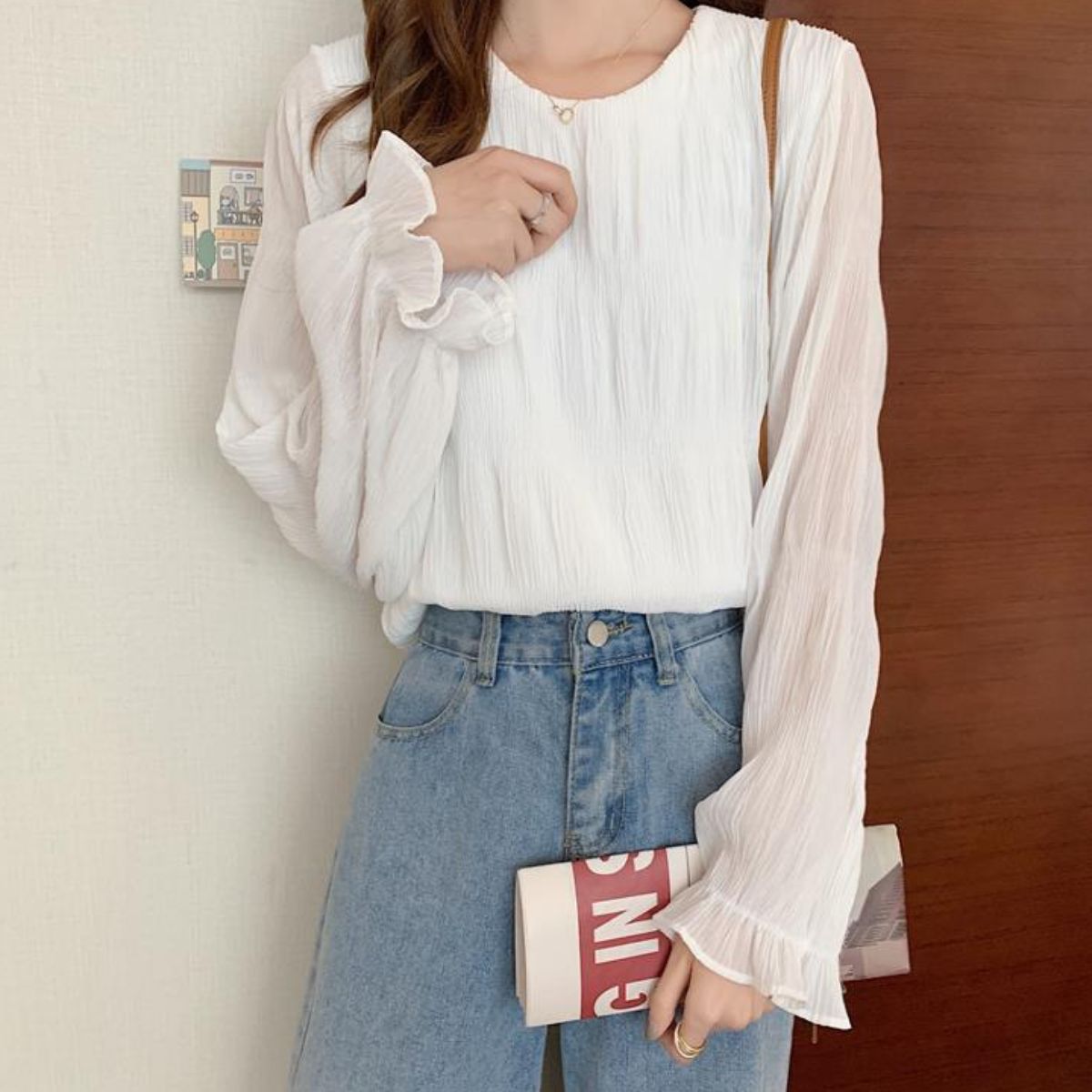 Blouse/シフォン長袖シアーブラウス ST/No.22206