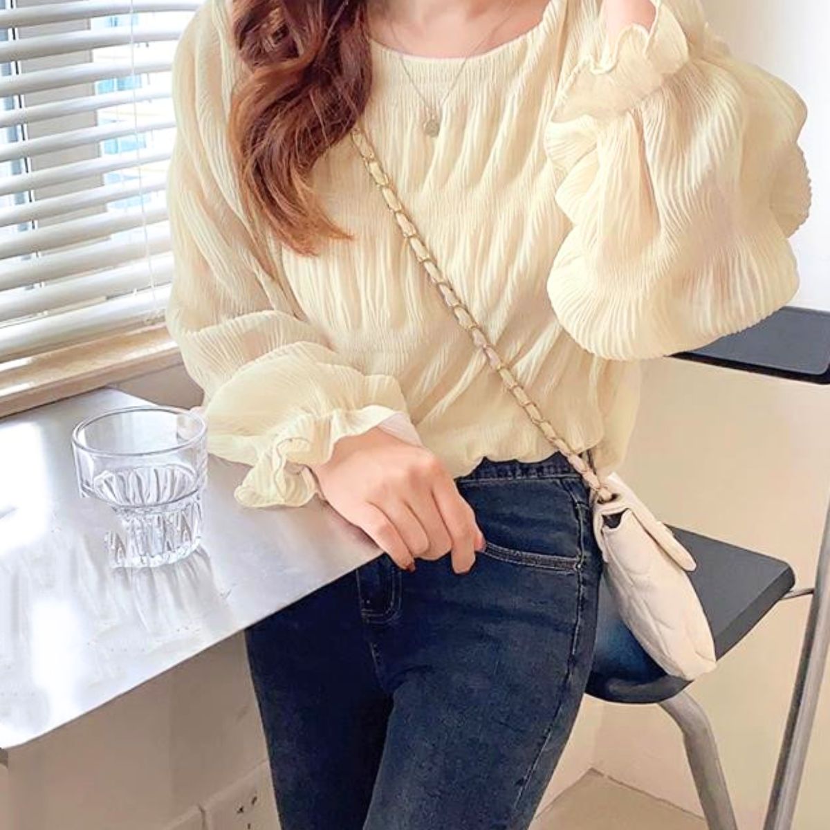 Blouse/シフォン長袖シアーブラウス ST/No.22206