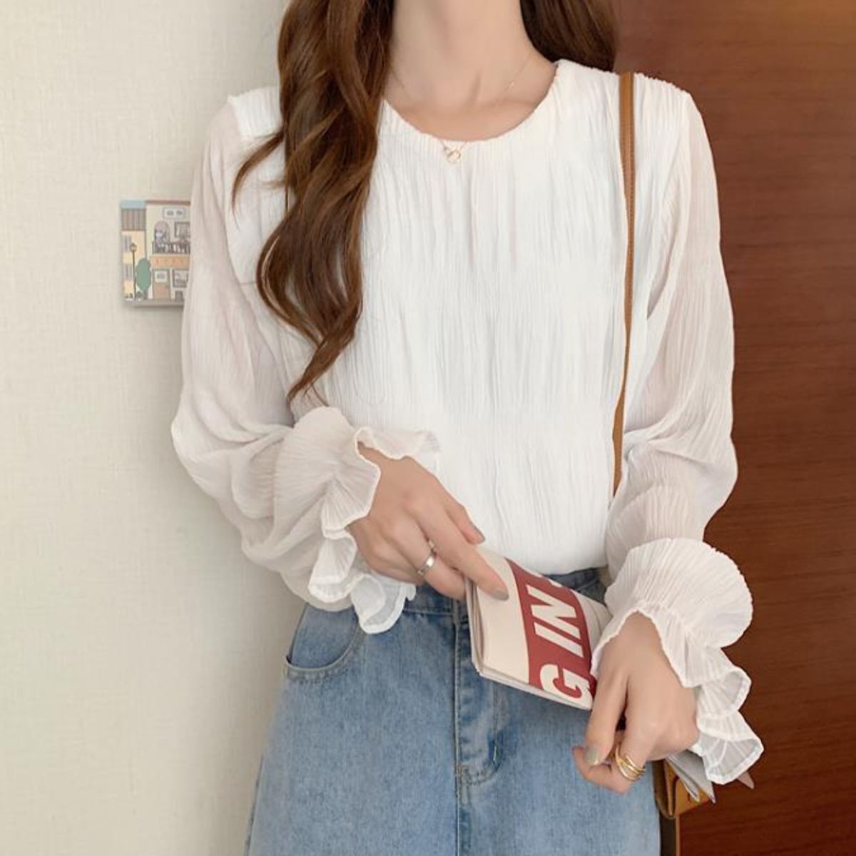 Blouse/シフォン長袖シアーブラウス ST/No.22206
