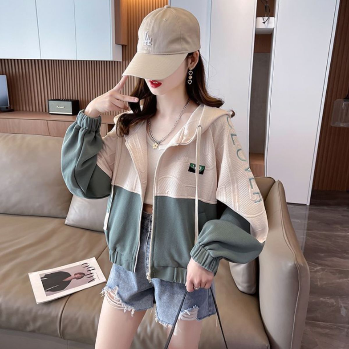 Parka/バイカラージップアップパーカー ST/No.22207
