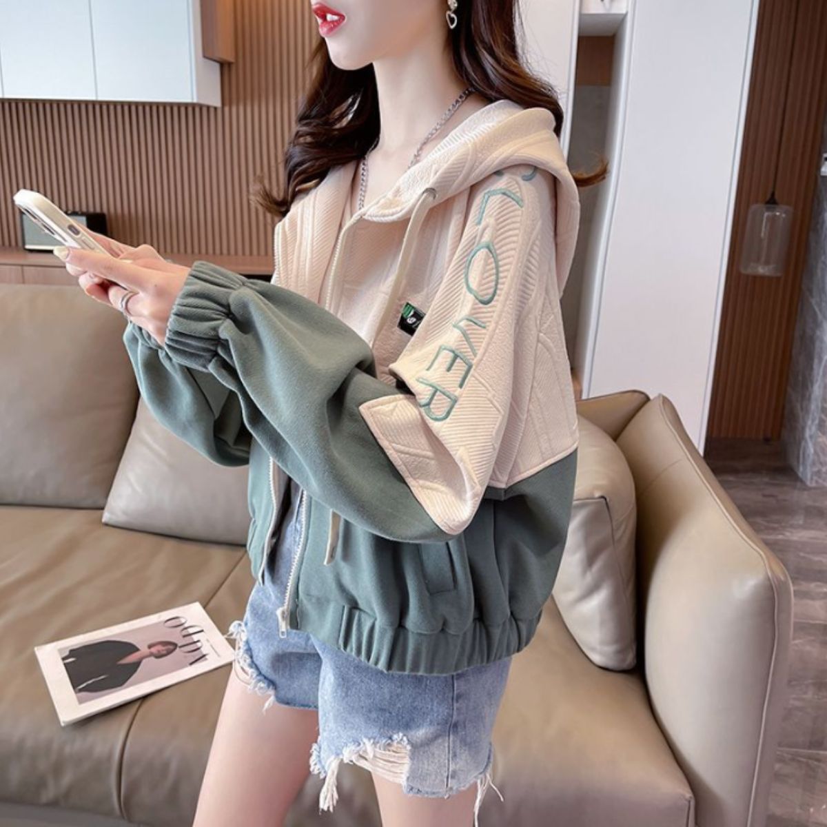 Parka/バイカラージップアップパーカー ST/No.22207