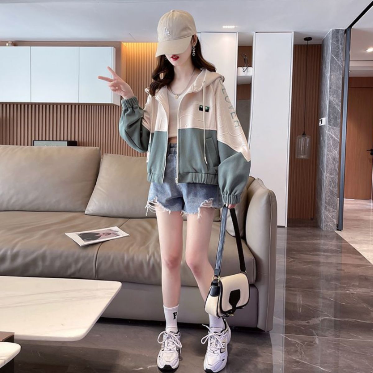Parka/バイカラージップアップパーカー ST/No.22207
