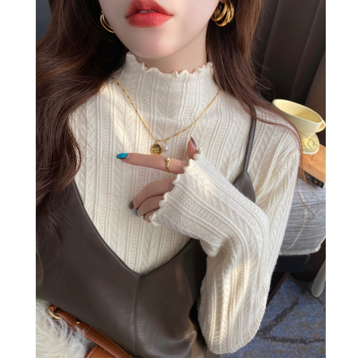 Knit/メロウフリルハイネックニット ST/No.22209