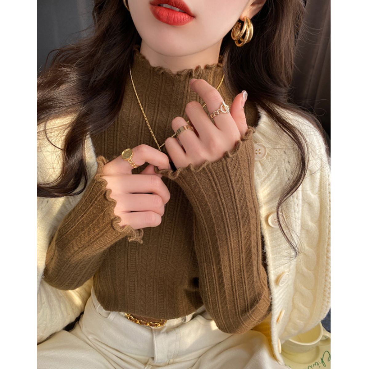 Knit/メロウフリルハイネックニット ST/No.22209