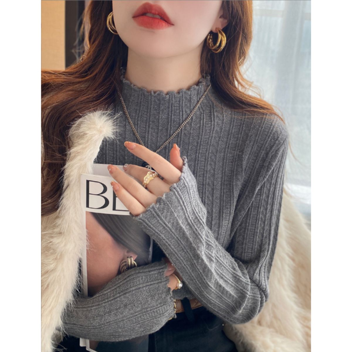 Knit/メロウフリルハイネックニット ST/No.22209