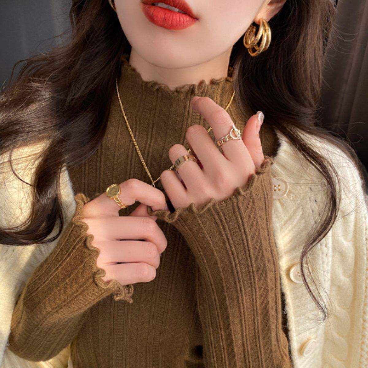 Knit/メロウフリルハイネックニット ST/No.22209