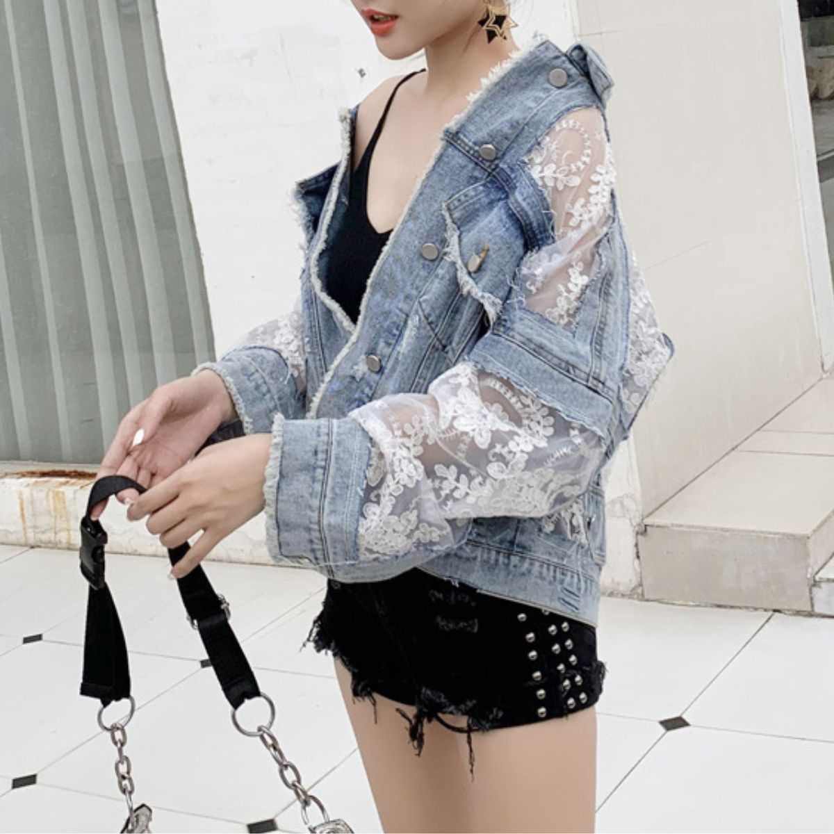 Jacket/レース切替デニムジャケット ST/No.22211