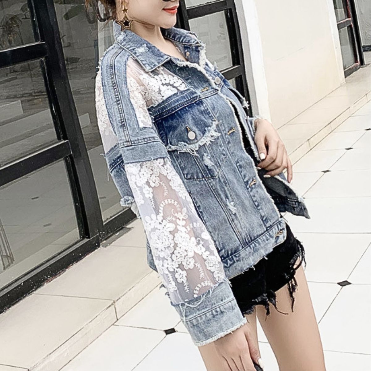 Jacket/レース切替デニムジャケット ST/No.22211