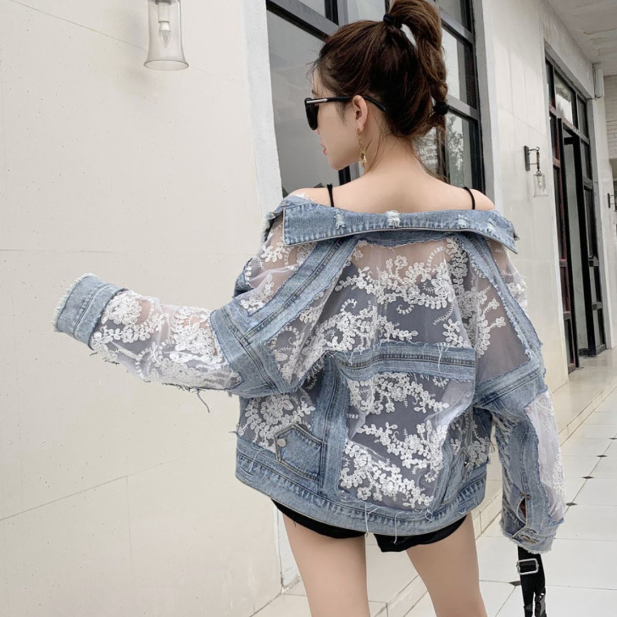 Jacket/レース切替デニムジャケット ST/No.22211