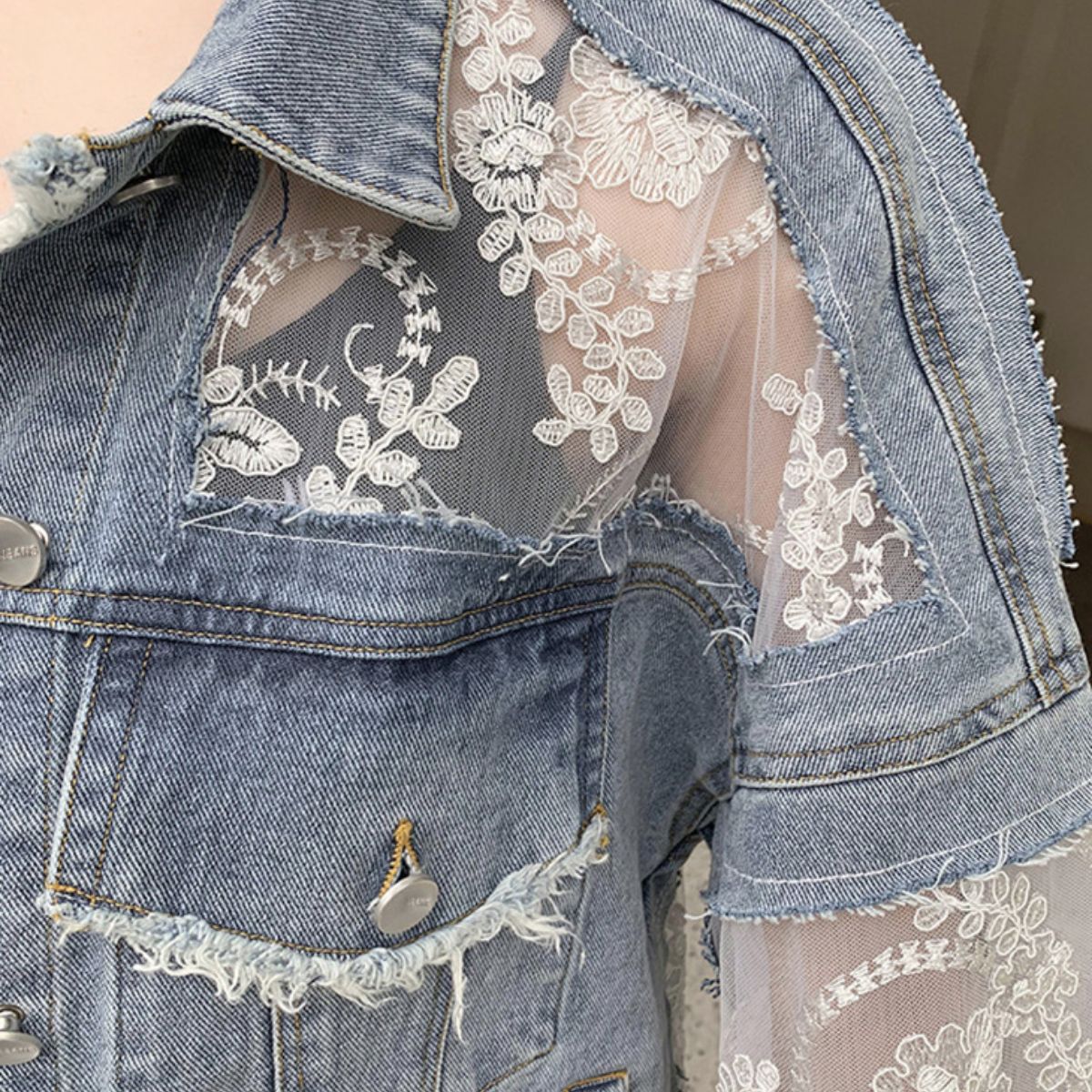 Jacket/レース切替デニムジャケット ST/No.22211