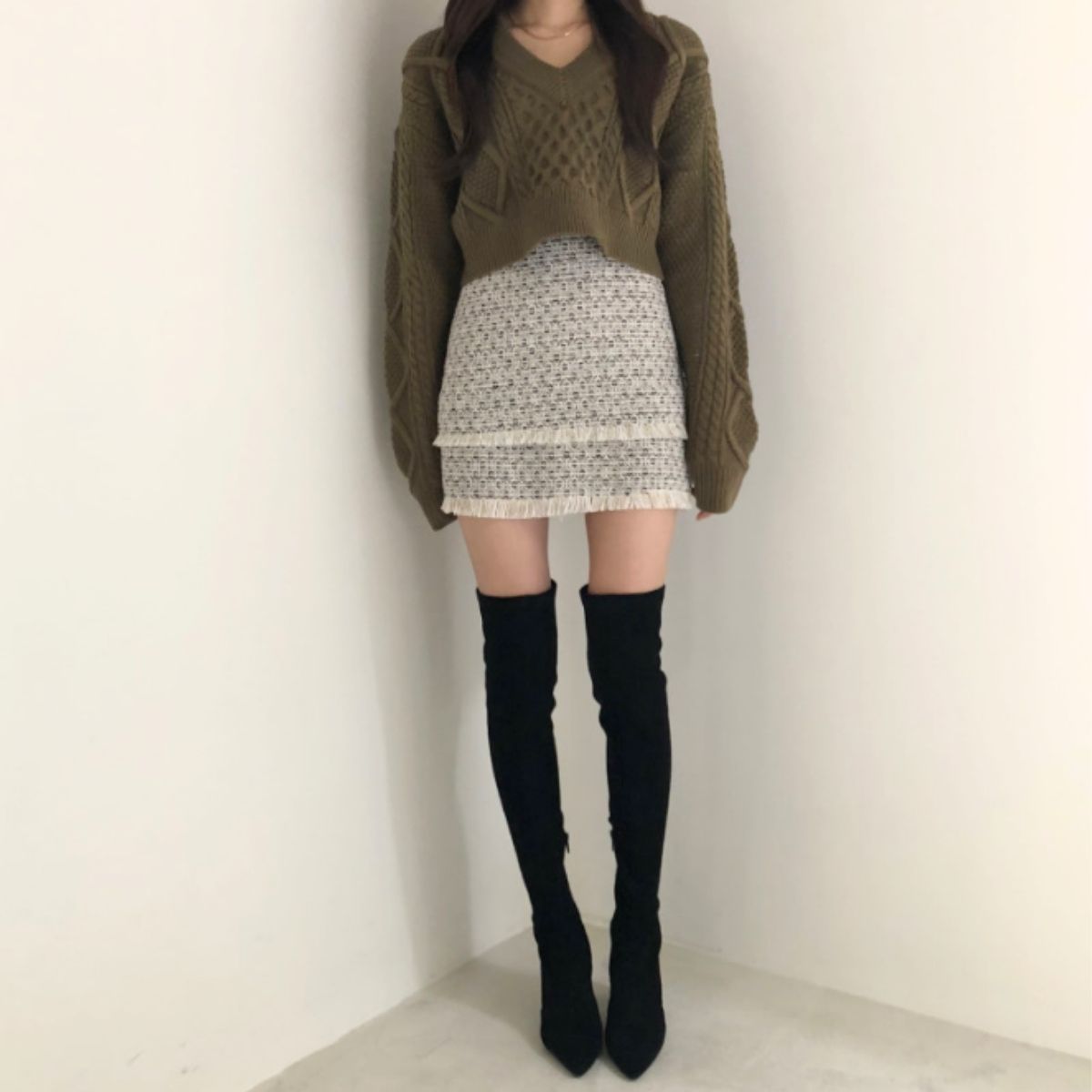 Knit/バックリボンケーブルニット ST/No.22224