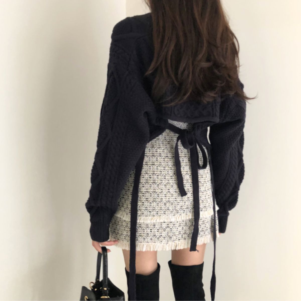 Knit/バックリボンケーブルニット ST/No.22224
