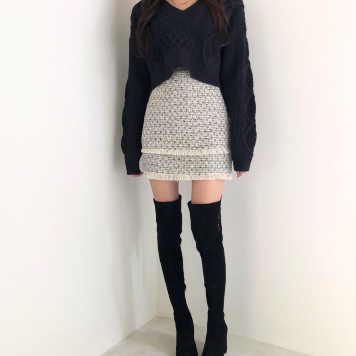 Knit/バックリボンケーブルニット ST/No.22224